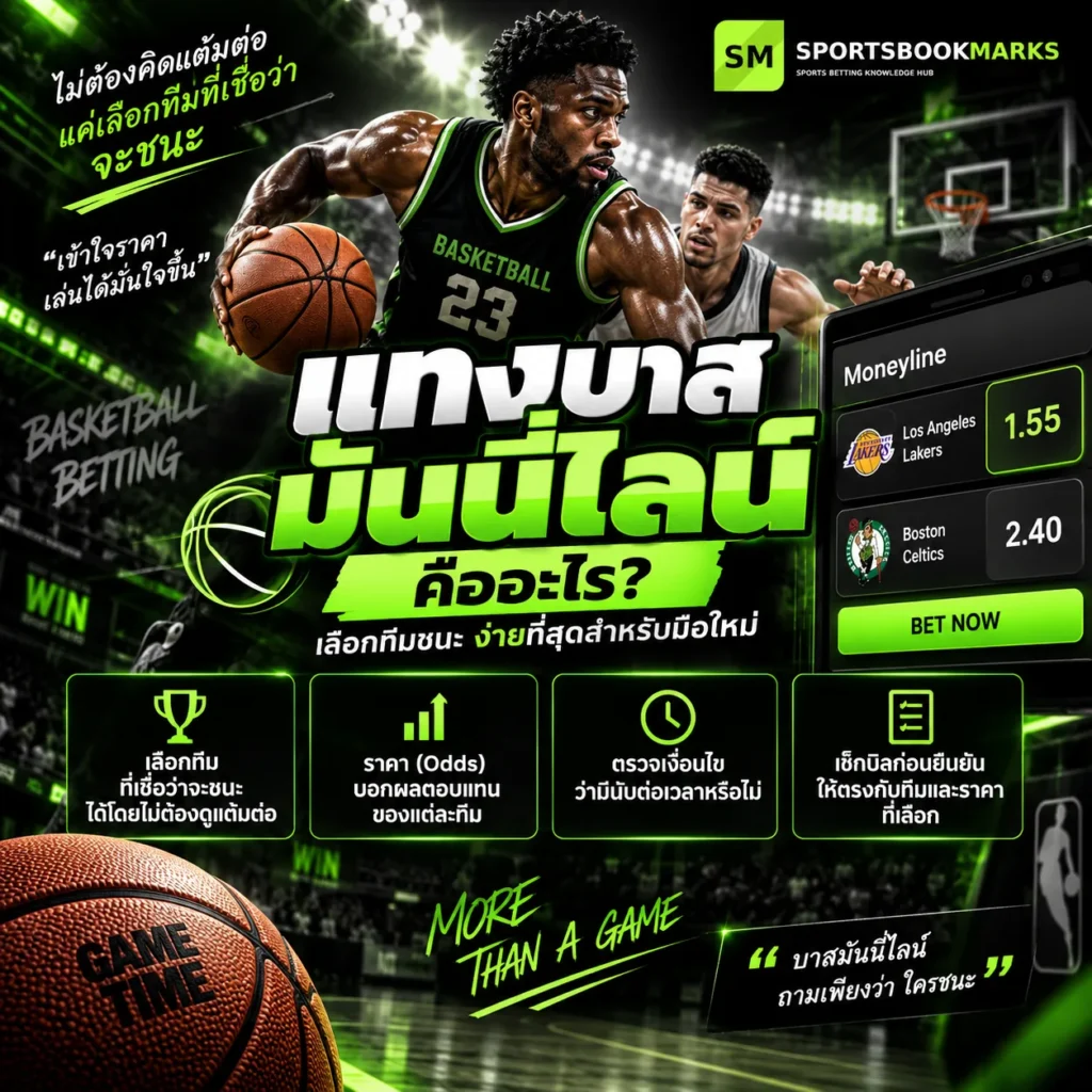 แทงบาสมันนี่ไลน์ Moneyline วิธีเลือกทีมชนะและอ่านราคา