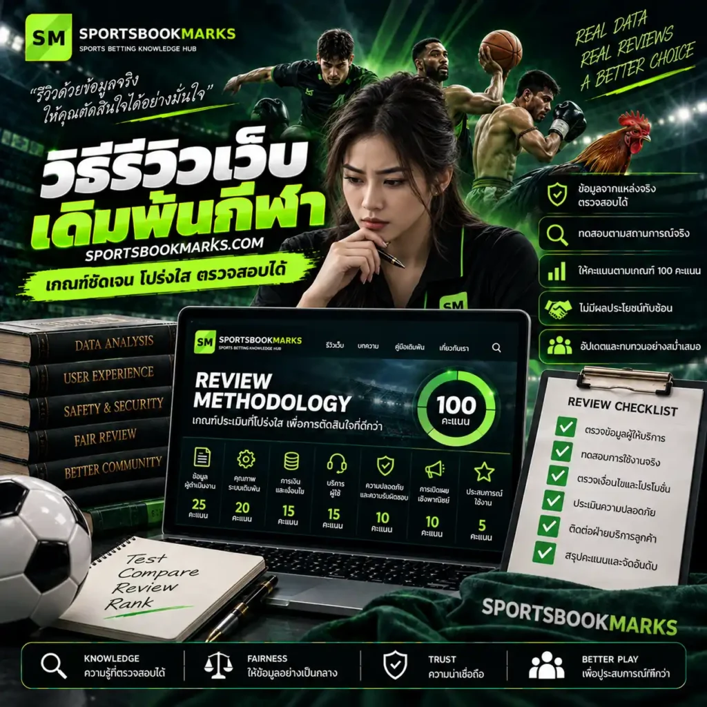 วิธีรีวิวเว็บเดิมพันกีฬา ผู้ตรวจสอบประเมินข้อมูลและให้คะแนนตามเกณฑ์ 100 คะแนน